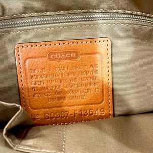 Women’s coach bag, hobo style, beige cream, and brown